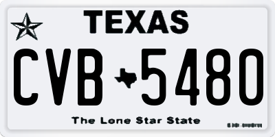 TX license plate CVB5480
