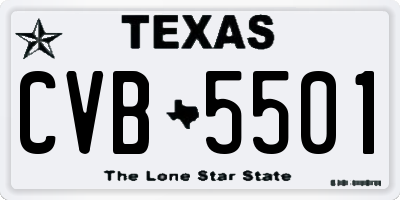 TX license plate CVB5501