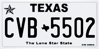 TX license plate CVB5502