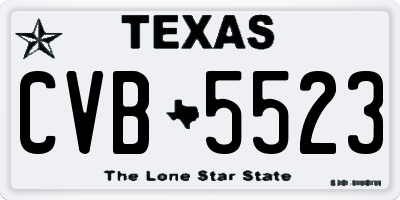 TX license plate CVB5523