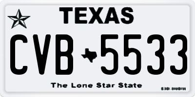 TX license plate CVB5533