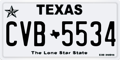 TX license plate CVB5534