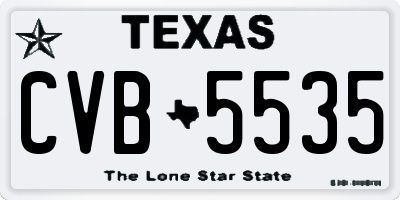 TX license plate CVB5535