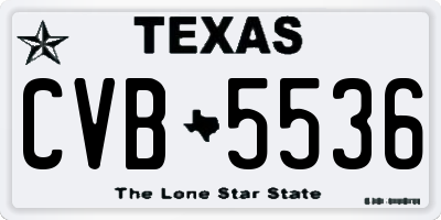 TX license plate CVB5536