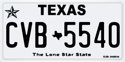 TX license plate CVB5540