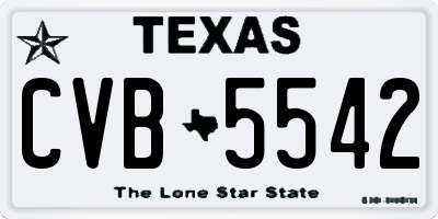 TX license plate CVB5542