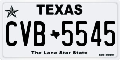 TX license plate CVB5545
