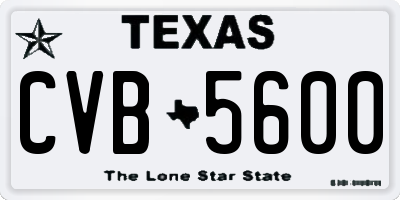 TX license plate CVB5600