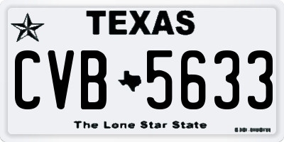 TX license plate CVB5633