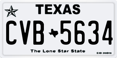 TX license plate CVB5634