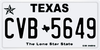 TX license plate CVB5649