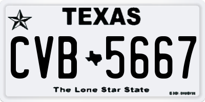 TX license plate CVB5667