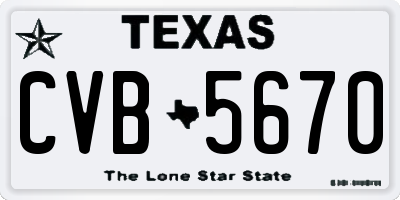 TX license plate CVB5670