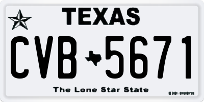 TX license plate CVB5671