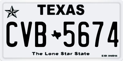 TX license plate CVB5674