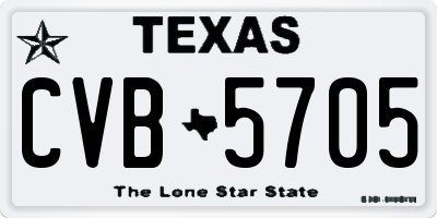 TX license plate CVB5705