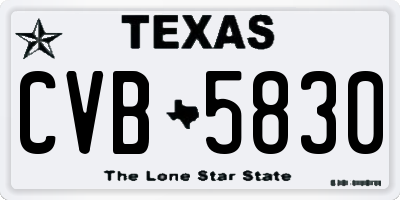 TX license plate CVB5830