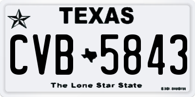 TX license plate CVB5843