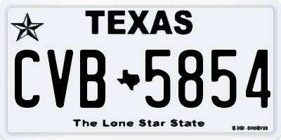 TX license plate CVB5854