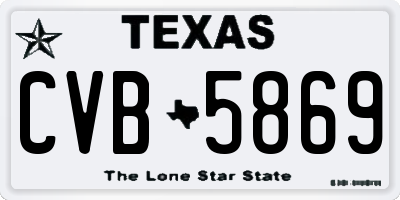 TX license plate CVB5869