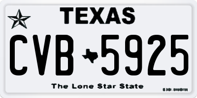 TX license plate CVB5925