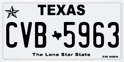 TX license plate CVB5963