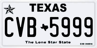 TX license plate CVB5999