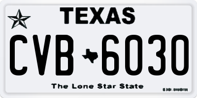 TX license plate CVB6030