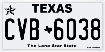 TX license plate CVB6038