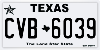 TX license plate CVB6039