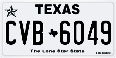 TX license plate CVB6049