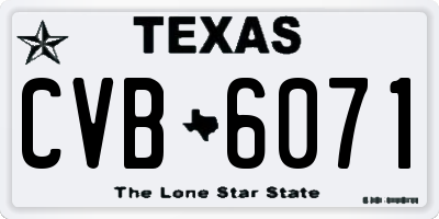 TX license plate CVB6071