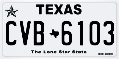 TX license plate CVB6103