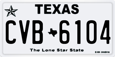 TX license plate CVB6104