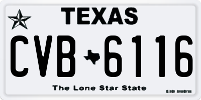 TX license plate CVB6116