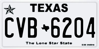 TX license plate CVB6204