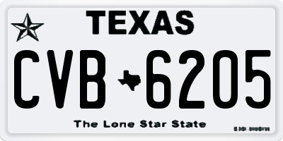 TX license plate CVB6205