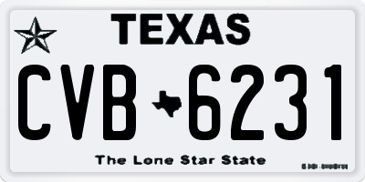 TX license plate CVB6231