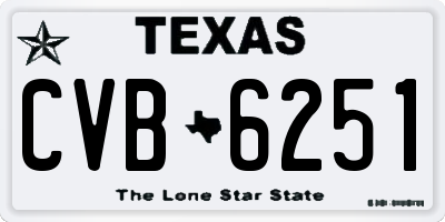 TX license plate CVB6251