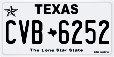 TX license plate CVB6252