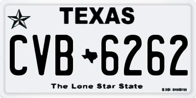 TX license plate CVB6262