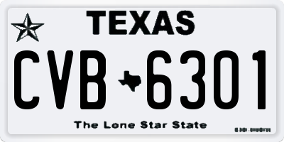 TX license plate CVB6301