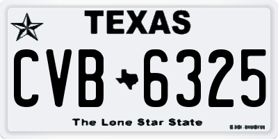 TX license plate CVB6325