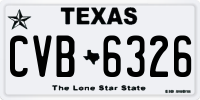 TX license plate CVB6326
