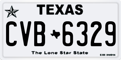 TX license plate CVB6329