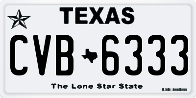 TX license plate CVB6333