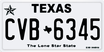 TX license plate CVB6345