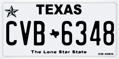 TX license plate CVB6348