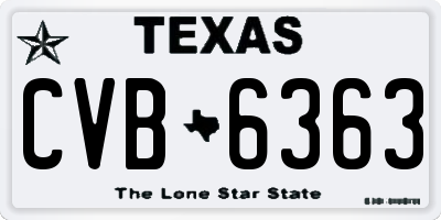 TX license plate CVB6363