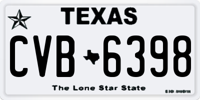 TX license plate CVB6398